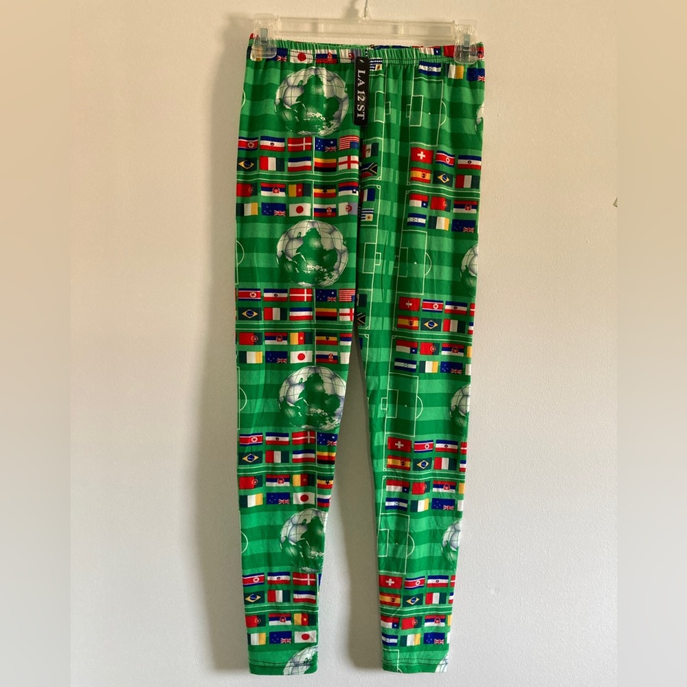 NWT LA 12 ST Stretchy Soccer themed leggings